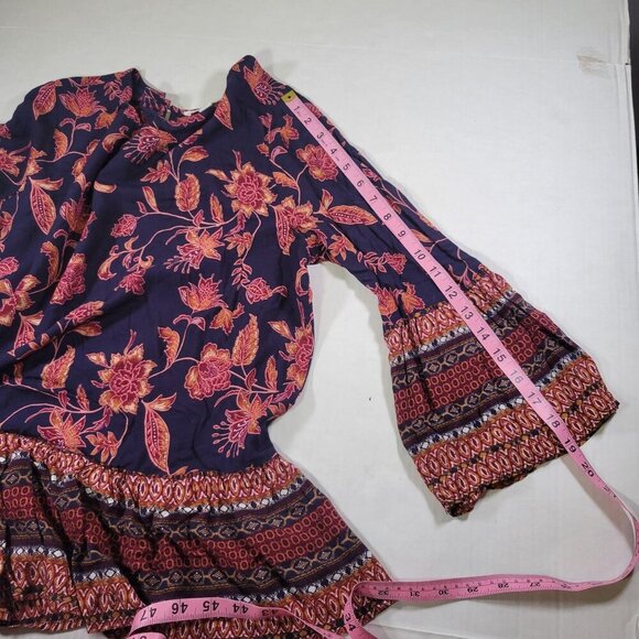 Beachlunchlounge Collection Women Boho Floral Peplum Peasant Blouse Size M - Picture 8 of 10